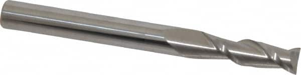 Accupro - 15/64", 3/4" LOC, 1/4" Shank Diam, 2-1/2" OAL, 2 Flute, Solid Carbide Square End Mill - Single End, Uncoated, Spiral Flute, 40° Helix, Centercutting, Right Hand Cut, Right Hand Flute - Americas Industrial Supply