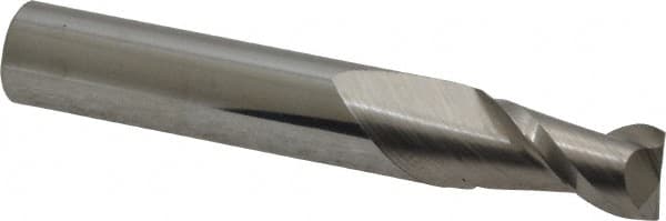 Accupro - 9/32", 1/2" LOC, 5/16" Shank Diam, 2" OAL, 2 Flute, Solid Carbide Square End Mill - Single End, Uncoated, Spiral Flute, 40° Helix, Centercutting, Right Hand Cut, Right Hand Flute - Americas Industrial Supply
