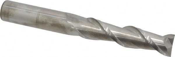 Accupro - 3/4", 3" LOC, 3/4" Shank Diam, 6" OAL, 2 Flute, Solid Carbide Square End Mill - Single End, Uncoated, Spiral Flute, 40° Helix, Centercutting, Right Hand Cut, Right Hand Flute - Americas Industrial Supply