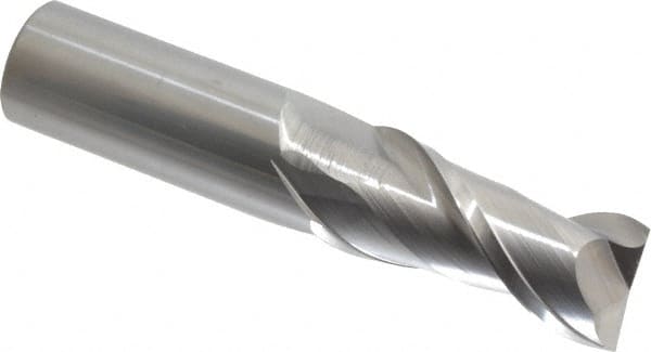 Accupro - 1", 2-1/4" LOC, 1" Shank Diam, 5" OAL, 2 Flute, Solid Carbide Square End Mill - Single End, Uncoated, Spiral Flute, 40° Helix, Centercutting, Right Hand Cut, Right Hand Flute - Americas Industrial Supply