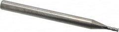 Accupro - 3/64", 9/64" LOC, 1/8" Shank Diam, 1-1/2" OAL, 4 Flute, Solid Carbide Square End Mill - Single End, Uncoated, Spiral Flute, 30° Helix, Centercutting, Right Hand Cut, Right Hand Flute - Americas Industrial Supply