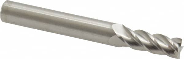 Accupro - 9/32", 3/4" LOC, 5/16" Shank Diam, 2-1/2" OAL, 4 Flute, Solid Carbide Square End Mill - Single End, Uncoated, Spiral Flute, 40° Helix, Centercutting, Right Hand Cut, Right Hand Flute - Americas Industrial Supply