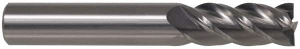 Accupro - 3/16", 3/8" LOC, 3/16" Shank Diam, 3" OAL, 4 Flute, Solid Carbide Square End Mill - Single End, Uncoated, Spiral Flute, 40° Helix, Centercutting, Right Hand Cut, Right Hand Flute - Americas Industrial Supply