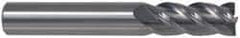 Accupro - 1/2", 1" LOC, 1/2" Shank Diam, 3" OAL, 4 Flute, Solid Carbide Square End Mill - Single End, TiCN Finish, Spiral Flute, 40° Helix, Centercutting, Right Hand Cut, Right Hand Flute - Americas Industrial Supply