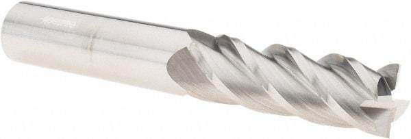 Accupro - 3/4", 2-1/4" LOC, 3/4" Shank Diam, 5" OAL, 4 Flute, Solid Carbide Square End Mill - Single End, Uncoated, Spiral Flute, 40° Helix, Centercutting, Right Hand Cut, Right Hand Flute - Americas Industrial Supply