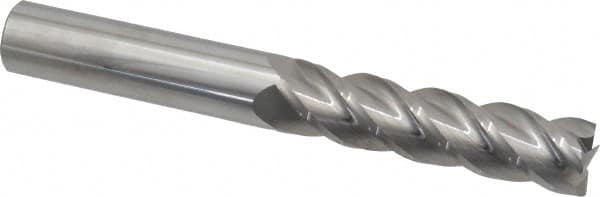 Accupro - 3/4", 3" LOC, 3/4" Shank Diam, 6" OAL, 4 Flute, Solid Carbide Square End Mill - Single End, Uncoated, Spiral Flute, 40° Helix, Centercutting, Right Hand Cut, Right Hand Flute - Americas Industrial Supply