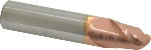 Accupro - 3/4" Diam, 1" LOC, 2 Flute Solid Carbide Ball End Mill - TiCN Finish, Single End, 3" OAL, 3/4" Shank Diam, Spiral Flute - Americas Industrial Supply