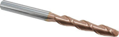 Accupro - 9/16" Diam, 3" LOC, 2 Flute Solid Carbide Ball End Mill - TiCN Finish, Single End, 6" OAL, 9/16" Shank Diam, Spiral Flute - Americas Industrial Supply