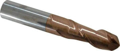 Accupro - 3/4" Diam, 2-1/4" LOC, 2 Flute Solid Carbide Ball End Mill - TiCN Finish, Single End, 5" OAL, 3/4" Shank Diam, Spiral Flute - Americas Industrial Supply