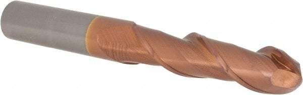Accupro - 3/4" Diam, 3" LOC, 2 Flute Solid Carbide Ball End Mill - TiCN Finish, Single End, 6" OAL, 3/4" Shank Diam, Spiral Flute - Americas Industrial Supply