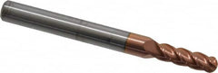 Accupro - 13/64" Diam, 5/8" LOC, 4 Flute Solid Carbide Ball End Mill - TiCN Finish, Single End, 2-1/2" OAL, 1/4" Shank Diam, Spiral Flute - Americas Industrial Supply