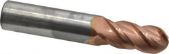Accupro - 11/16" Diam, 1-1/2" LOC, 4 Flute Solid Carbide Ball End Mill - TiCN Finish, Single End, 4" OAL, 3/4" Shank Diam, Spiral Flute - Americas Industrial Supply