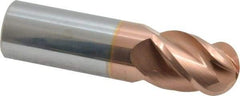 Accupro - 3/4" Diam, 1" LOC, 4 Flute Solid Carbide Ball End Mill - TiCN Finish, Single End, 3" OAL, 3/4" Shank Diam, Spiral Flute - Americas Industrial Supply