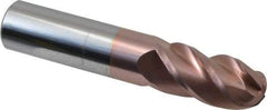 Accupro - 3/4" Diam, 1-1/2" LOC, 4 Flute Solid Carbide Ball End Mill - TiCN Finish, Single End, 4" OAL, 3/4" Shank Diam, Spiral Flute - Americas Industrial Supply