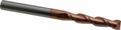 Accupro - 1/4", 1-1/4" LOC, 1/4" Shank Diam, 3" OAL, 2 Flute, Solid Carbide Square End Mill - Single End, TiCN Finish, Spiral Flute, 40° Helix, Centercutting, Right Hand Cut, Right Hand Flute - Americas Industrial Supply