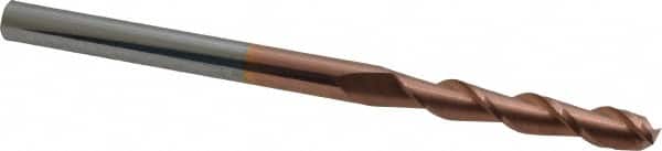 Accupro - 1/4", 1-1/2" LOC, 1/4" Shank Diam, 4" OAL, 2 Flute, Solid Carbide Square End Mill - Single End, TiCN Finish, Spiral Flute, 40° Helix, Centercutting, Right Hand Cut, Right Hand Flute - Americas Industrial Supply