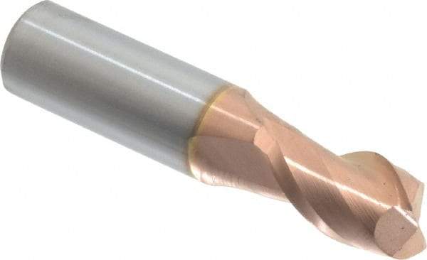Accupro - 13/32", 5/8" LOC, 7/16" Shank Diam, 2" OAL, 2 Flute, Solid Carbide Square End Mill - Single End, TiCN Finish, Spiral Flute, 40° Helix, Centercutting, Right Hand Cut, Right Hand Flute - Americas Industrial Supply