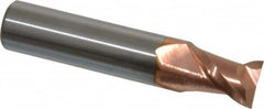 Accupro - 15/32", 5/8" LOC, 1/2" Shank Diam, 2-1/2" OAL, 2 Flute, Solid Carbide Square End Mill - Single End, TiCN Finish, Spiral Flute, 40° Helix, Centercutting, Right Hand Cut, Right Hand Flute - Americas Industrial Supply
