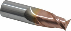 Accupro - 11/16", 1" LOC, 3/4" Shank Diam, 3" OAL, 2 Flute, Solid Carbide Square End Mill - Single End, TiCN Finish, Spiral Flute, 40° Helix, Centercutting, Right Hand Cut, Right Hand Flute - Americas Industrial Supply