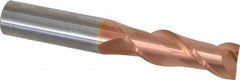Accupro - 3/4", 2-1/4" LOC, 3/4" Shank Diam, 5" OAL, 2 Flute, Solid Carbide Square End Mill - Single End, TiCN Finish, Spiral Flute, 40° Helix, Centercutting, Right Hand Cut, Right Hand Flute - Americas Industrial Supply