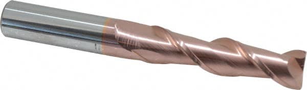 Accupro - 3/4", 3" LOC, 3/4" Shank Diam, 6" OAL, 2 Flute, Solid Carbide Square End Mill - Single End, TiCN Finish, Spiral Flute, 40° Helix, Centercutting, Right Hand Cut, Right Hand Flute - Americas Industrial Supply