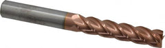 Accupro - 7/16", 2" LOC, 7/16" Shank Diam, 4" OAL, 4 Flute, Solid Carbide Square End Mill - Single End, TiCN Finish, Spiral Flute, 40° Helix, Centercutting, Right Hand Cut, Right Hand Flute - Americas Industrial Supply