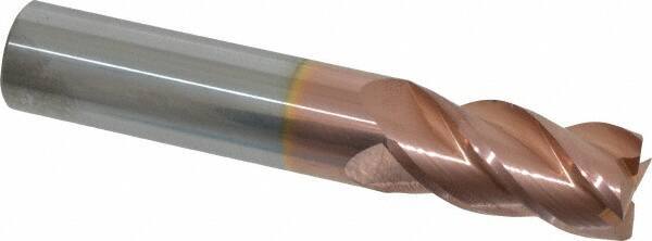 Accupro - 5/8", 1-1/4" LOC, 5/8" Shank Diam, 3-1/2" OAL, 4 Flute, Solid Carbide Square End Mill - Single End, TiCN Finish, Spiral Flute, 40° Helix, Centercutting, Right Hand Cut, Right Hand Flute - Americas Industrial Supply