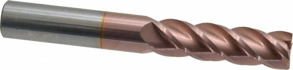 Accupro - 5/8", 2-1/8" LOC, 5/8" Shank Diam, 4-5/8" OAL, 4 Flute, Solid Carbide Square End Mill - Single End, TiCN Finish, Spiral Flute, 40° Helix, Centercutting, Right Hand Cut, Right Hand Flute - Americas Industrial Supply
