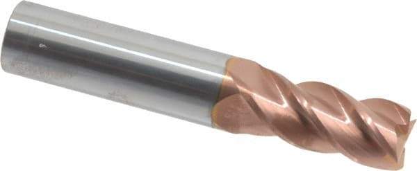 Accupro - 11/16", 1-1/2" LOC, 3/4" Shank Diam, 4" OAL, 4 Flute, Solid Carbide Square End Mill - Single End, TiCN Finish, Spiral Flute, 40° Helix, Centercutting, Right Hand Cut, Right Hand Flute - Americas Industrial Supply