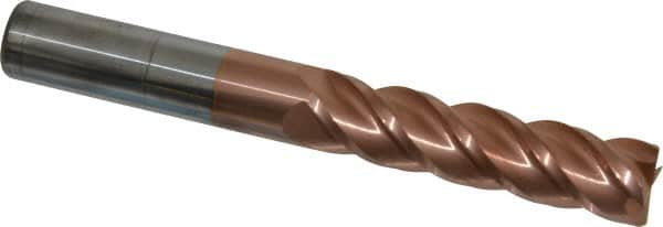 Accupro - 3/4", 3" LOC, 3/4" Shank Diam, 6" OAL, 4 Flute, Solid Carbide Square End Mill - Single End, TiCN Finish, Spiral Flute, 40° Helix, Centercutting, Right Hand Cut, Right Hand Flute - Americas Industrial Supply