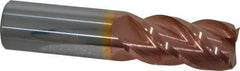 Accupro - 7/8", 1-3/4" LOC, 7/8" Shank Diam, 4" OAL, 4 Flute, Solid Carbide Square End Mill - Single End, TiCN Finish, Spiral Flute, 40° Helix, Centercutting, Right Hand Cut, Right Hand Flute - Americas Industrial Supply