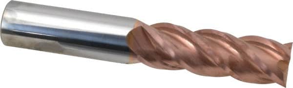 Accupro - 1", 3" LOC, 1" Shank Diam, 6" OAL, 4 Flute, Solid Carbide Square End Mill - Single End, TiCN Finish, Spiral Flute, 40° Helix, Centercutting, Right Hand Cut, Right Hand Flute - Americas Industrial Supply