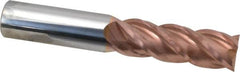 Accupro - 1", 3" LOC, 1" Shank Diam, 6" OAL, 4 Flute, Solid Carbide Square End Mill - Single End, TiCN Finish, Spiral Flute, 40° Helix, Centercutting, Right Hand Cut, Right Hand Flute - Americas Industrial Supply