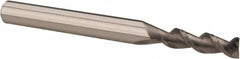Accupro - 1/8", 1/2" LOC, 1/8" Shank Diam, 2" OAL, 2 Flute, Solid Carbide Square End Mill - Single End, Uncoated, Spiral Flute, 45° Helix, Centercutting, Right Hand Cut, Right Hand Flute - Americas Industrial Supply