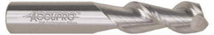 Accupro - 1/2", 2" LOC, 1/2" Shank Diam, 4" OAL, 2 Flute, Solid Carbide Square End Mill - Single End, Uncoated, Spiral Flute, 45° Helix, Centercutting, Right Hand Cut, Right Hand Flute - Americas Industrial Supply
