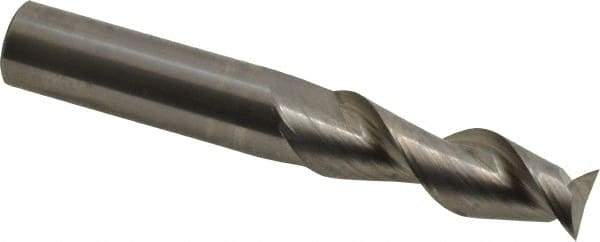 Accupro - 3/4", 2-1/4" LOC, 3/4" Shank Diam, 5" OAL, 2 Flute, Solid Carbide Square End Mill - Single End, Uncoated, Spiral Flute, 45° Helix, Centercutting, Right Hand Cut, Right Hand Flute - Americas Industrial Supply