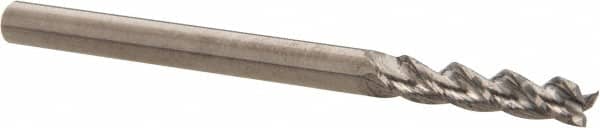 Accupro - 1/2", 4" LOC, 1/2" Shank Diam, 8" OAL, 3 Flute, Solid Carbide Square End Mill - Single End, Uncoated, Spiral Flute, 37° Helix, Centercutting, Right Hand Cut, Right Hand Flute - Americas Industrial Supply