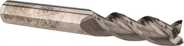 Accupro - 3/8", 1-1/4" LOC, 3/8" Shank Diam, 3" OAL, 3 Flute, Solid Carbide Square End Mill - Single End, Uncoated, Spiral Flute, 37° Helix, Centercutting, Right Hand Cut, Right Hand Flute - Americas Industrial Supply