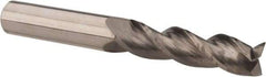 Accupro - 1/2", 2" LOC, 1/2" Shank Diam, 4" OAL, 3 Flute, Solid Carbide Square End Mill - Single End, Uncoated, Spiral Flute, 37° Helix, Centercutting, Right Hand Cut, Right Hand Flute - Americas Industrial Supply