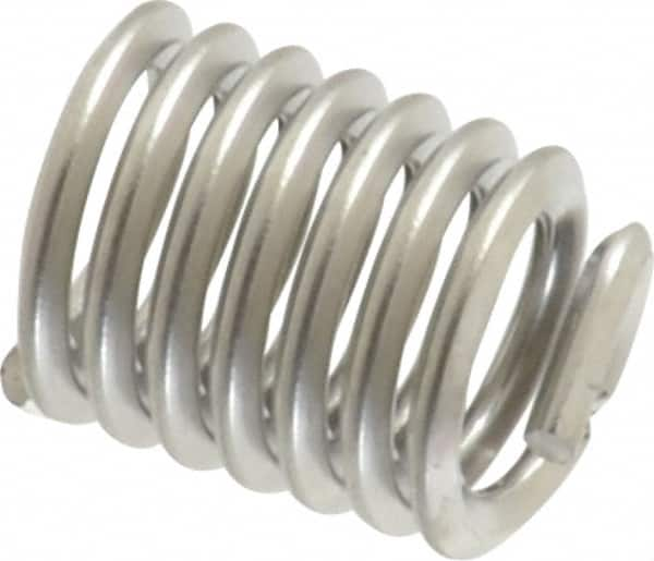 Recoil - #10-24 UNC, 0.38" OAL, Free Running Helical Insert - 7-1/8 Free Coils, Tanged, Stainless Steel, Bright Finish, 2D Insert Length - Americas Industrial Supply