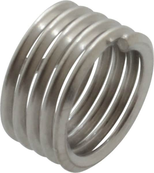 Recoil - 1/4-28 UNF, 1/4" OAL, Free Running Helical Insert - 5 Free Coils, Tanged, Stainless Steel, Bright Finish, 1D Insert Length - Americas Industrial Supply