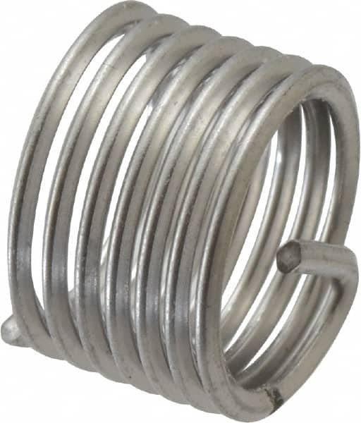 Recoil - 3/8-24 UNF, 3/8" OAL, Free Running Helical Insert - 6-7/8 Free Coils, Tanged, Stainless Steel, Bright Finish, 1D Insert Length - Exact Industrial Supply