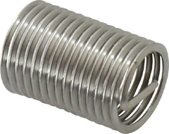 Recoil - 7/16-20 UNF, 7/8" OAL, Free Running Helical Insert - 14-5/8 Free Coils, Tanged, Stainless Steel, Bright Finish, 2D Insert Length - Americas Industrial Supply