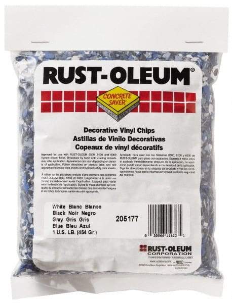 Rust-Oleum - Black/White/Blue Vinyl Floor Chips - 1 Lb Plastic Bag - Americas Industrial Supply