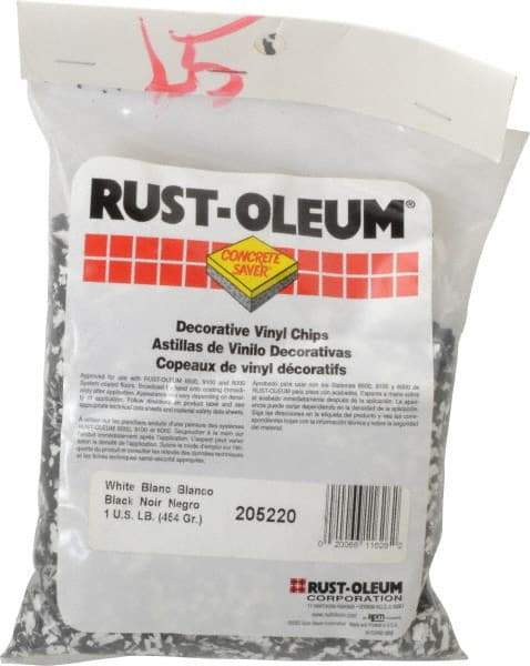 Rust-Oleum - Black/White Vinyl Floor Chips - 1 Lb Plastic Bag - Americas Industrial Supply