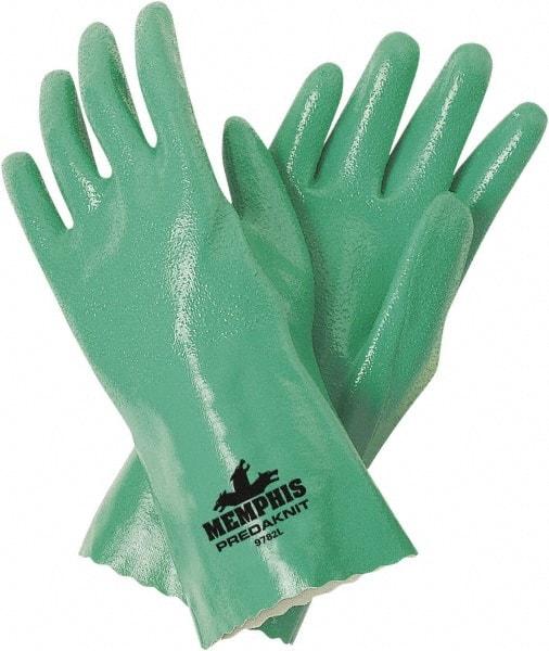 MCR Safety - Size L (9) Nitrile Coated Cotton Blend General Protection Work Gloves - For General Purpose, Gauntlet Cuff, Full Fingered, Green, Paired - Americas Industrial Supply