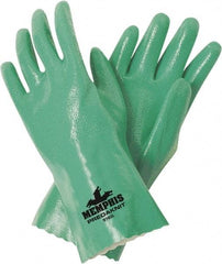 MCR Safety - Size L (9) Nitrile Coated Cotton Blend General Protection Work Gloves - For General Purpose, Gauntlet Cuff, Full Fingered, Green, Paired - Americas Industrial Supply
