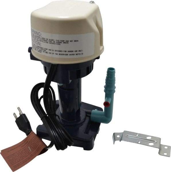 Little Giant Pumps - 0.9 Amp, 115 Volt, 1/70 hp, 1 Phase, Thermal Plastic Evaporative Cooler Pumps Machine Tool & Recirculating Pump - 5.1 GPM, 9.5 psi, 9" Overall Height, 4-1/2" Body Length, ABS Impeller, Open Fan Cooled Motor - Americas Industrial Supply