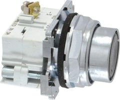 Eaton Cutler-Hammer - 30-1/2mm Mount Hole, Flush, Pushbutton Switch with Contact Block - Round, Black Pushbutton, Nonilluminated, Momentary (MO), Corrosion Resistant, Oiltight and Watertight - Americas Industrial Supply