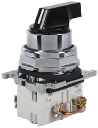 Eaton Cutler-Hammer - 30-1/2mm Mount Hole, 3 Position, Lever Operated, Selector Switch with Contact Blocks - Black, Maintained (MA), Nonilluminated, 1 Contact Block, 2NO, Oil and Watertight - Americas Industrial Supply